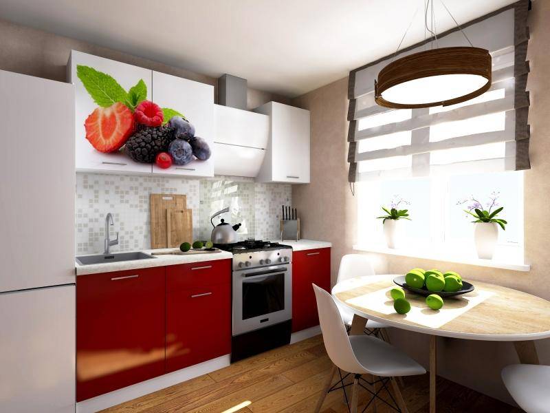 красная кухня с фотопечатью ягоды в Кургане