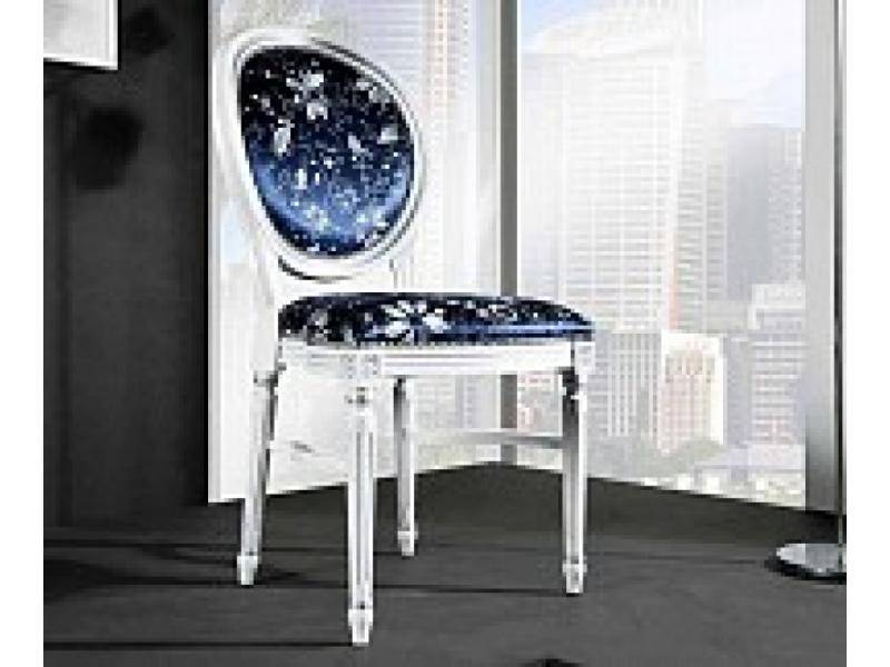 стул p66 белый с патиной и серебряными деталями / ткань uph gene 3057 light blue в Кургане
