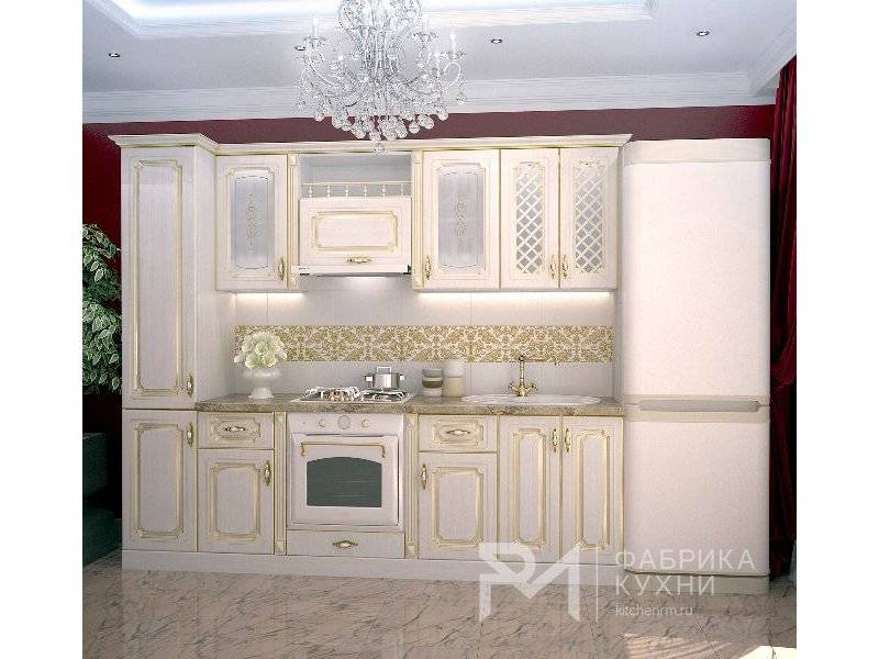кухня белая пвх патина золото в Кургане