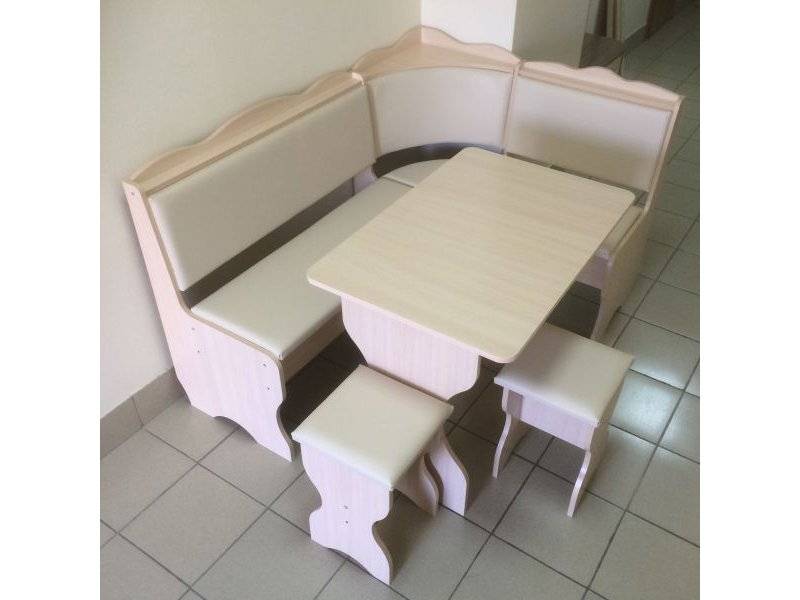 кухонный уголок миссия, дуб выбеленный, к/з молочный в Кургане