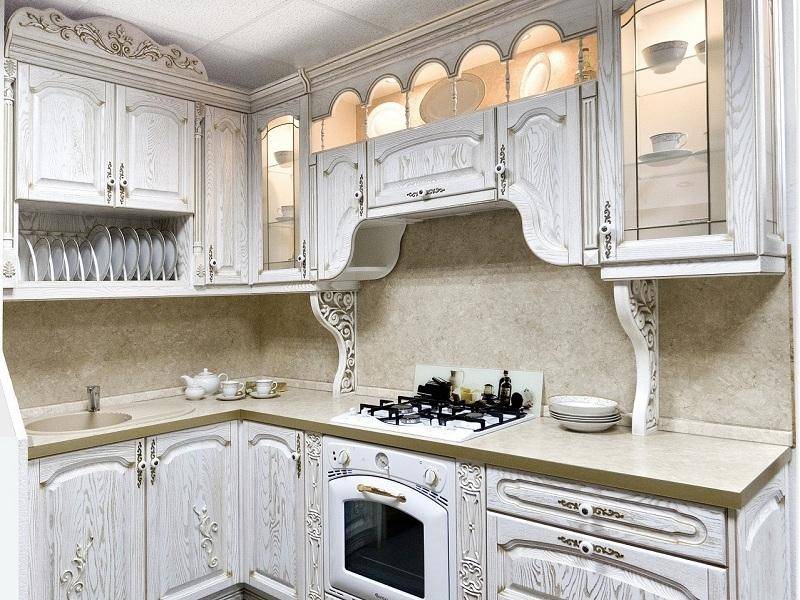 кухонный гарнитур ясень цвет белый-патина золото в Кургане