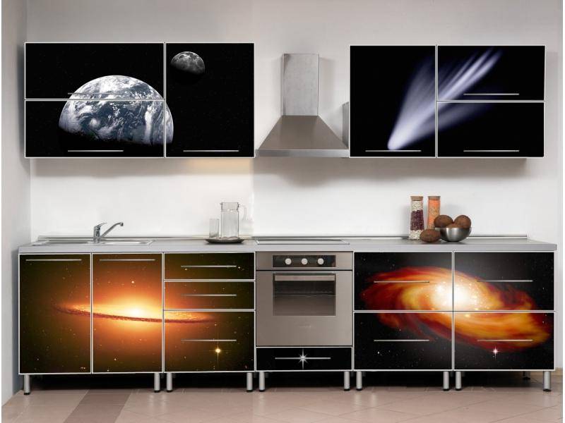 темный кухонный гарнитур космос в Кургане