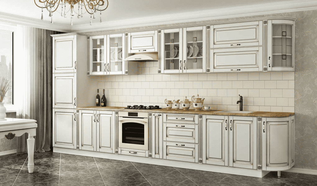 светлая кухня в классическом стиле ампир в Кургане