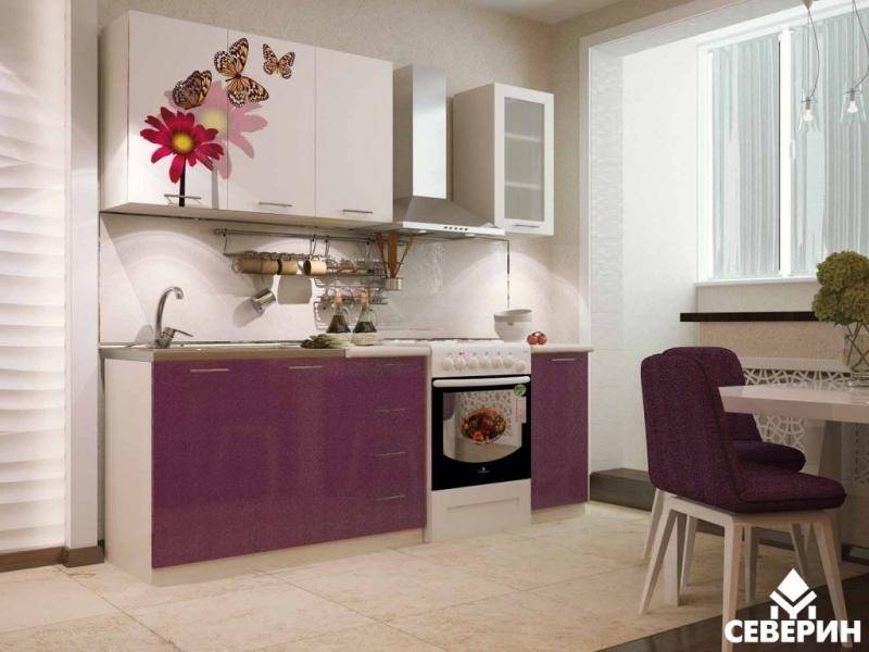 фиолетовая кухня с фотопечатью кф-83 в Кургане