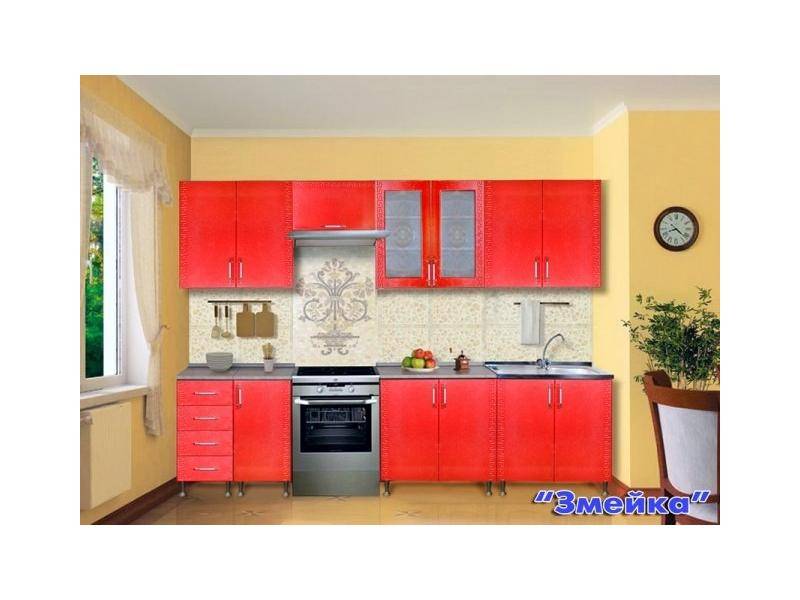красная прямая кухня змейка в Кургане