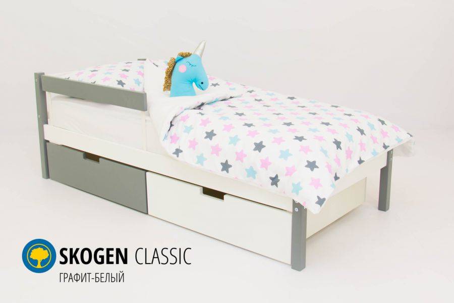 детская кровать skogen classic графит-белый в Кургане