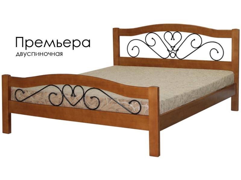 кровать премьера из массива сосны с элементами ковки в Кургане