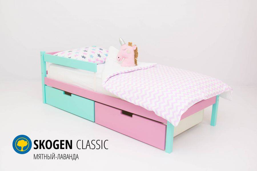 детская кровать skogen classic мятный-лаванда в Кургане