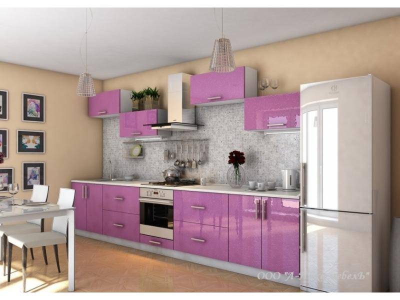 современная глянцевая кухня сирень 3.0 в Кургане