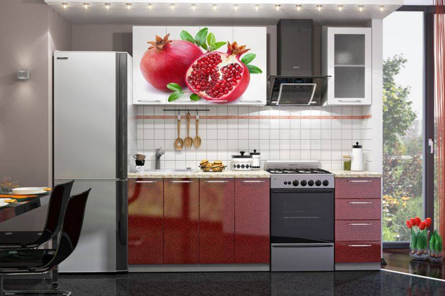 кухонный гарнитур с фотопечатью гранат в Кургане
