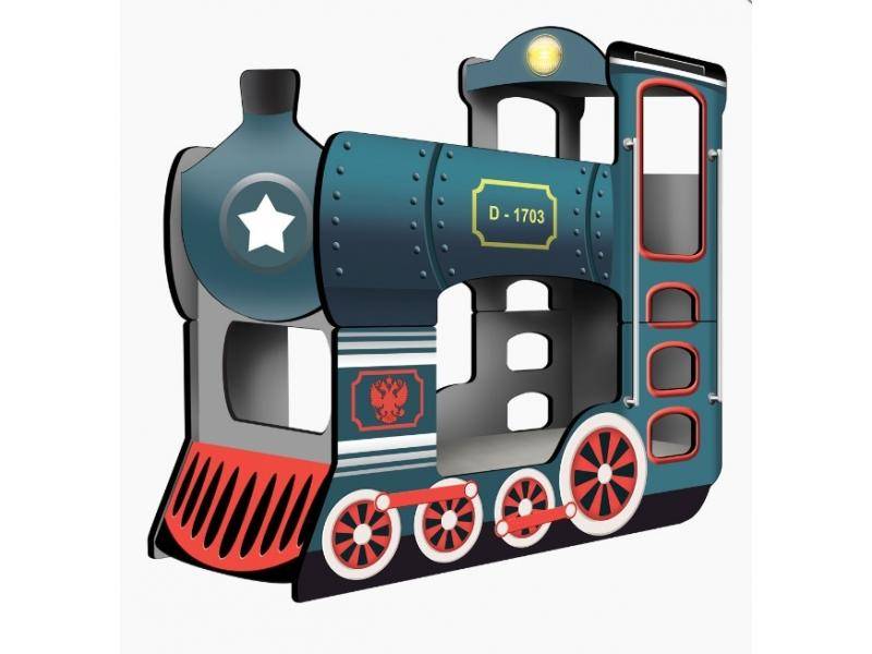 двухъярусная кровать - паровоз dreamtrain синий в Кургане