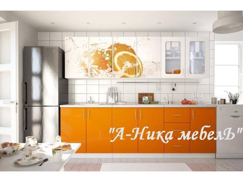 оранжевая кухня с фотопечатью аника 2 в Кургане