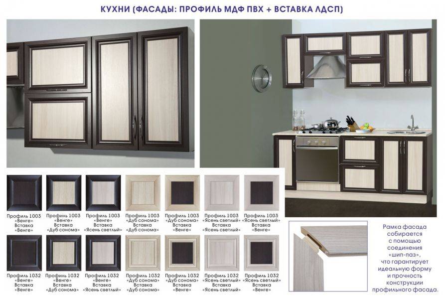 кухня с фасадом мдф пвх + вставка лдсп в Кургане