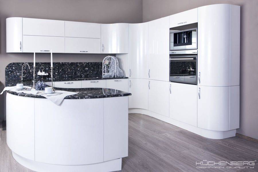 радиусная угловая кухня loft kristall в Кургане