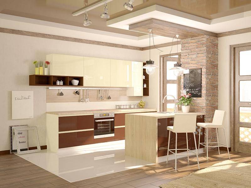 светлая кухня с островом латте small в Кургане