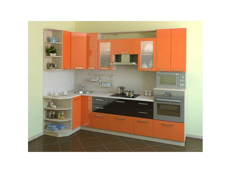 оранжевая угловая кухня малика в Кургане
