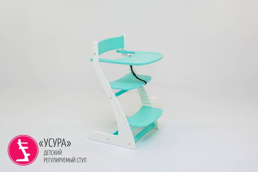 детский растущий регулируемый стул усура белый-мятный в Кургане
