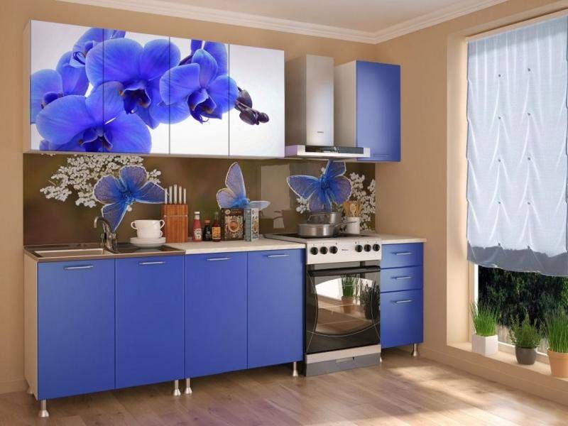 кухня с фотопечатью орхидея синяя в Кургане