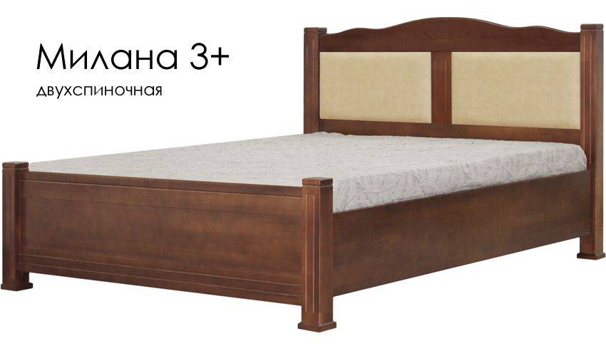 кровать милана 3+ из массива сосны со вставками из экокожи в Кургане