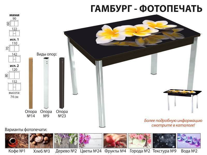 стол обеденный гамбург фотопечать в Кургане