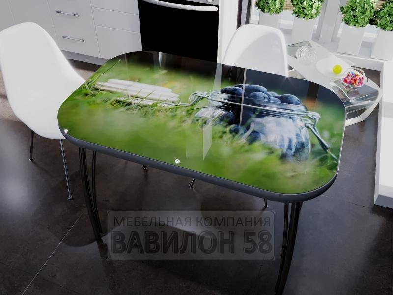 стол со стеклом черника в Кургане