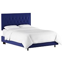 кровать двуспальная 160х200 синяя с каретной стяжкой alix blue в Кургане