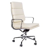 кресло eames style на колесиках кремовая кожа в Кургане