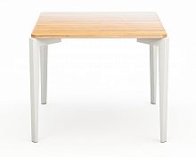 стол обеденный со светло-коричневой столешницей и белыми ножками quatro compact в Кургане