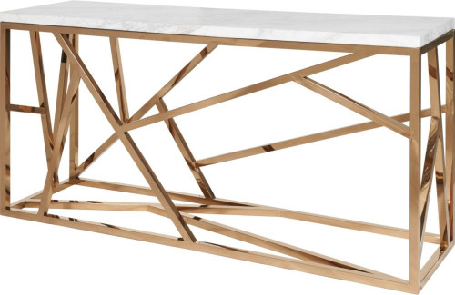 консоль geometric 180x50x90 золото, белая столешница в Кургане