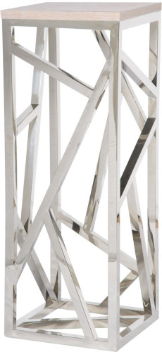 консоль geometric высокая 40x40x110 хром, белая столешница в Кургане