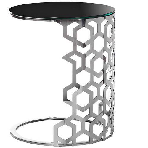 стол приставной silver circle 50x50х60 черный, серебро в Кургане