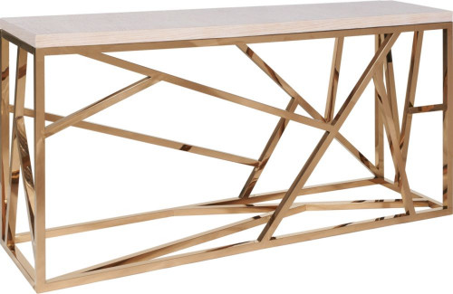 консоль geometric 180x50x90 золото, светлая столешница в Кургане