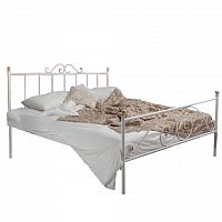 кованая двуспальная кровать 180х200 с двумя спинками белая оливия в Кургане