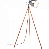 торшер chromatic tripod хром на деревянном основании в Кургане