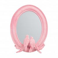 зеркало овальное настенное с птицами розовое pink в Кургане