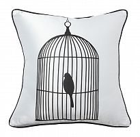 подушка с птичкой в клетке birdie in a cage white в Кургане