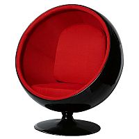 кресло eero ball chair черно-красное в Кургане