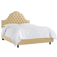 кровать двуспальная 160х200 желтая с каретной стяжкой alina tufted wheat в Кургане