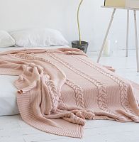 комплект плед с косами (180*220) и 2 наволочки (50*50) св. персик в Кургане