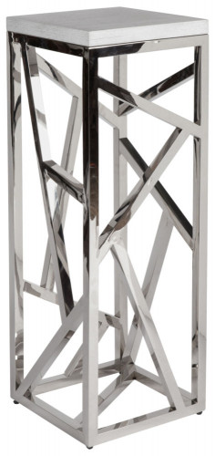 консоль geometric высокая 40x40x110 металл, белая столешница в Кургане