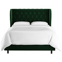 кровать двуспальная 160х200 зеленая с каретной стяжкой reed wingback emerald velvet в Кургане
