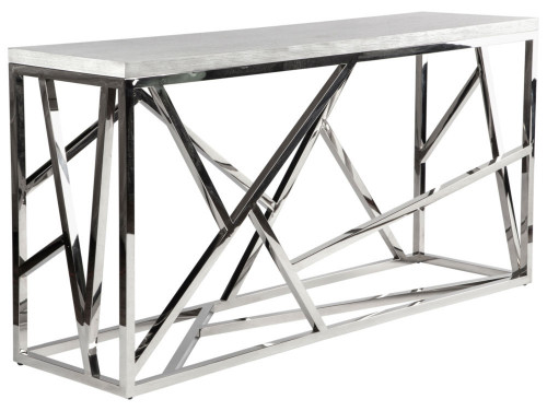 консоль geometric 180x50x90 хром, белая столешница в Кургане