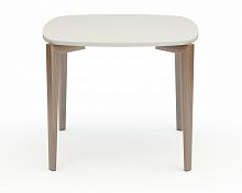 стол обеденный с белой столешницей и коричневыми ножками smooth compact в Кургане