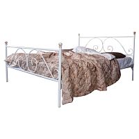 кованая двуспальная кровать 160х200 с двумя спинками белая анталия в Кургане