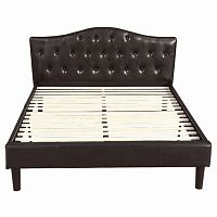 кровать двуспальная 160х200 темно-коричневая с каретной стяжкой kody в Кургане
