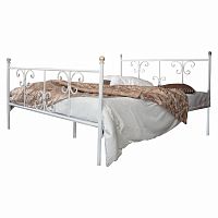 кованая двуспальная кровать 160х200 с двумя спинками белая симона в Кургане