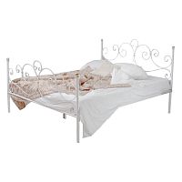 кованая двуспальная кровать 160х200 с двумя спинками белая флоренция в Кургане