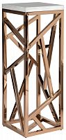 консоль geometric высокая 40x40x110 золото, белая столешница в Кургане