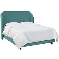 кровать двуспальная с мягкой спинкой 160х200 зеленая aurora wingback teal в Кургане