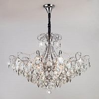 подвесная люстра eurosvet crystal 10080/12 хром/прозрачный хрусталь strotskis в Кургане